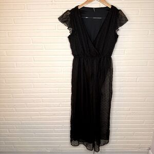 Nevena Rae Black Monochrome Polka Dot Wide Leg Jumpsuit, Women’s Size Large